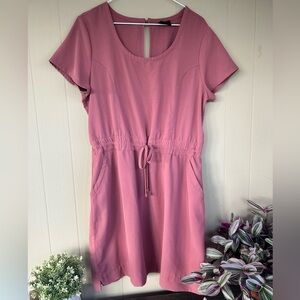 32 Degrees Dusty Rose Drawstring Waist Short Sleeve Mini Dress